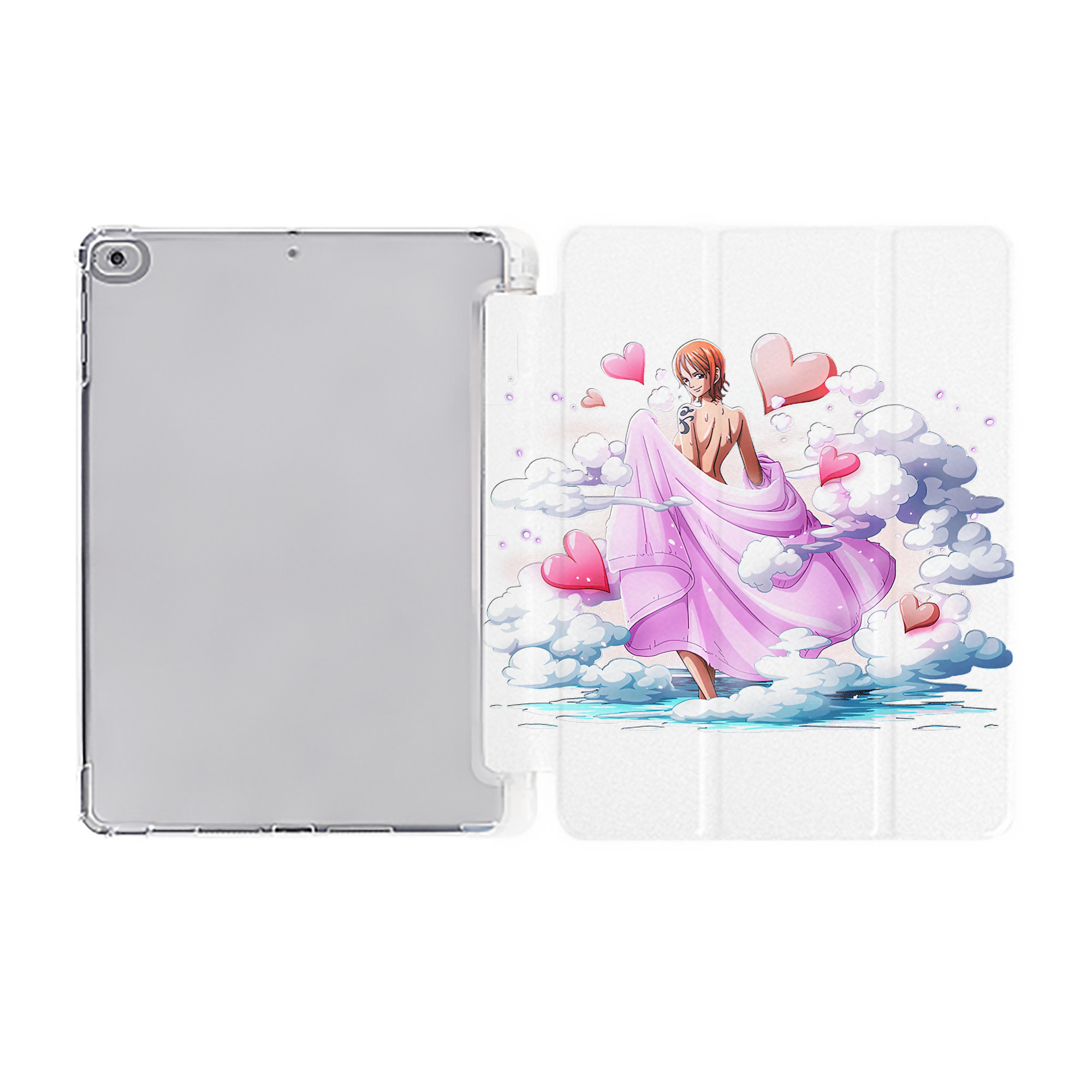 （画像用） ワンピース ナミ ONE PIECE Nami IPad ケース ペン収納付き 三つ折りスタンド PUレザー×シリコン 対応機種9.5/10.5/10.9インチ
